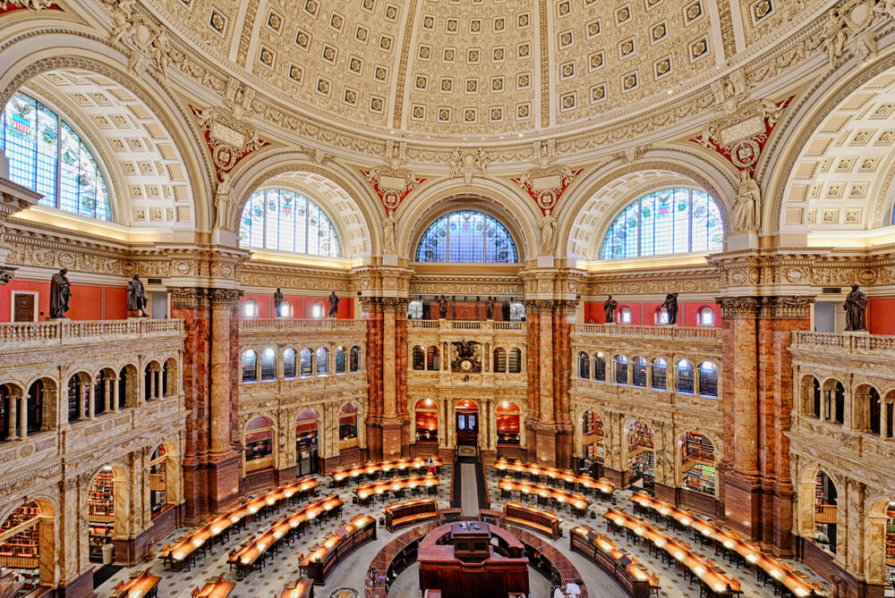 La bibliothèque du Congrès est la plus importante du monde en nombre de livres.